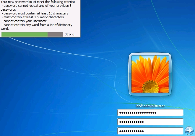Windows 7 Client Password Change Screen